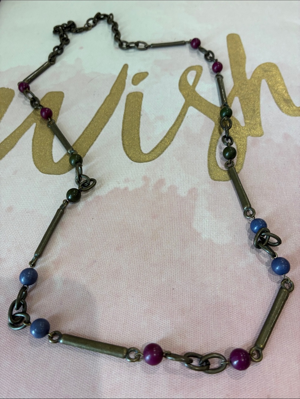 Vintage-Inspired Multicolor Bead Station Necklace - Unbranded